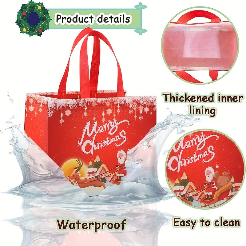 4pcs Christmas Reusable Grocery Bags Xmas Tote Bags With Handles