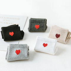 5pairs Heart Embroidery Mid Tube Socks Women's Stockings Pack