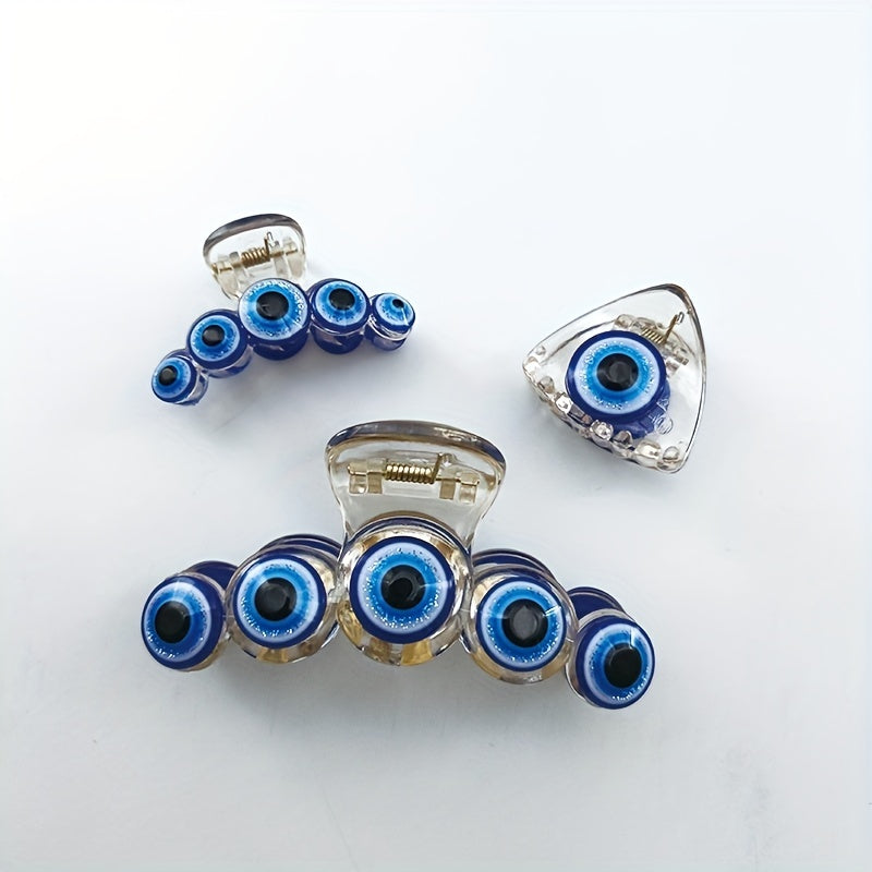 3pcs Devil's Eye Hair Claw Non-slip Ponytail Clip Hair Accessories