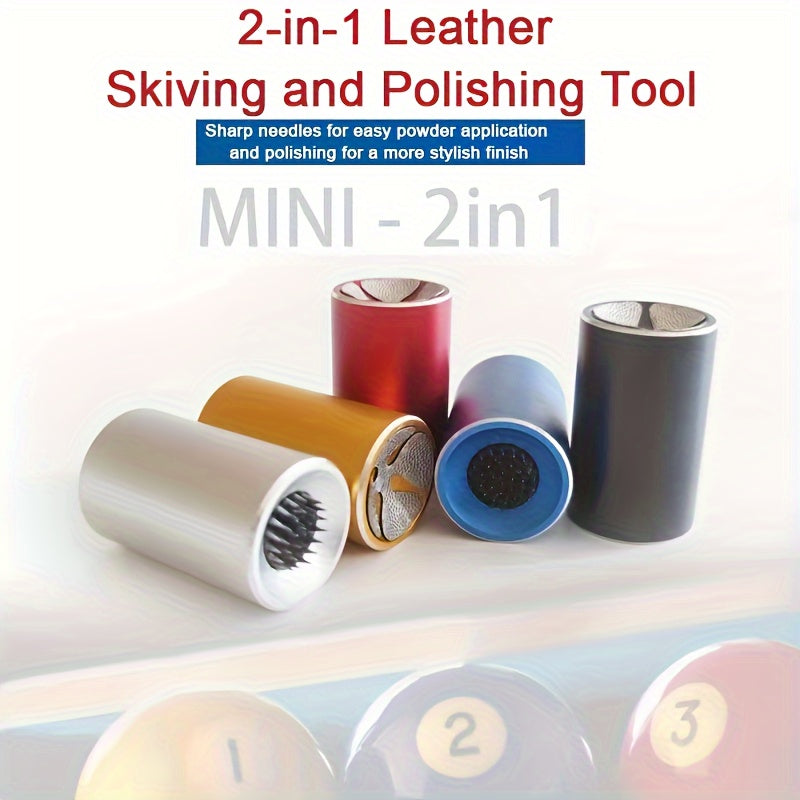 2-In-1 Pool Cue Tip Tool Billiard Shaper Aerator Leather Head Curved