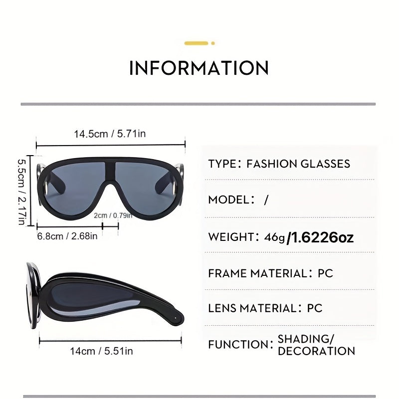 Y2K One piece Sunglasses UV400 Sun Shades For Cycling Summer Beach Party
