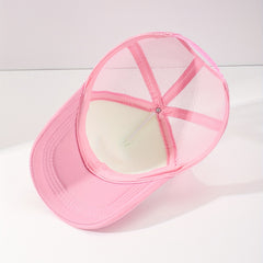 Pink Heart Embroidery Trucker Hat Cartoon Mesh Baseball Cap