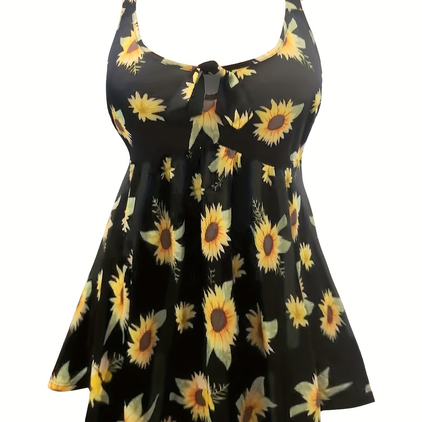  Sunflower Print Peplum Tank Top