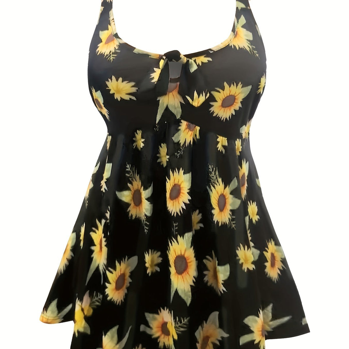  Sunflower Print Peplum Tank Top