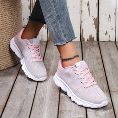 Women's Lace Up Running Shoes Lightweight Comfortable Low Top Sport Shoes