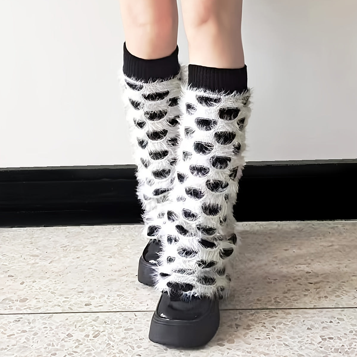 Fuzzy Leg Warmers Double Layer Knee High Socks Women's Stockings
