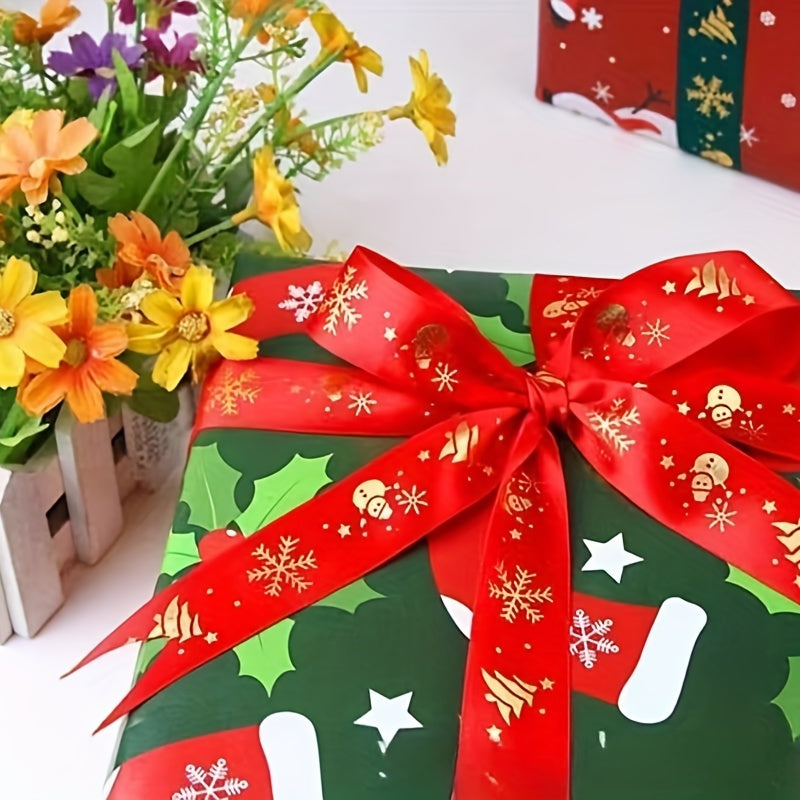 5m Christmas Gift Ribbon Bronzing Diy Decoration Silk Ribbon Flower Art