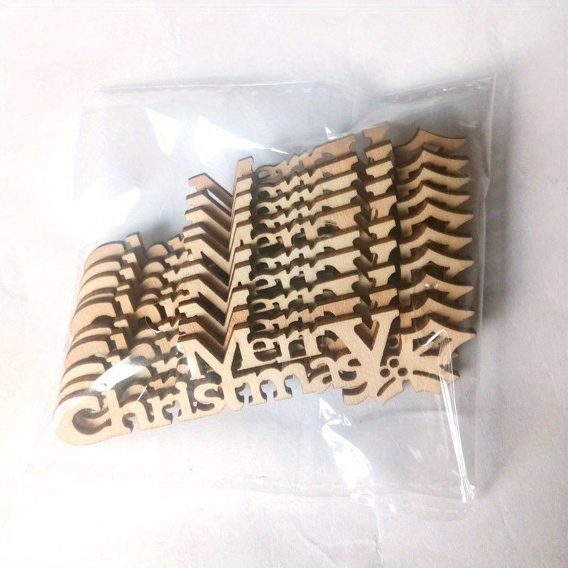 10pcs Wooden Christmas Letters for DIY Home Decor & Xmas Party