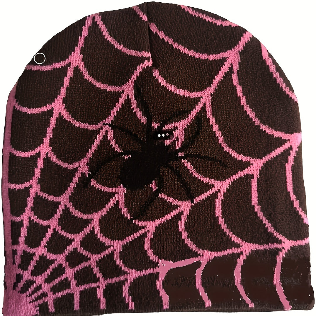 Hip Hop Spider Jacquard Beanie Gothic Unisex Skull Cap Y2K