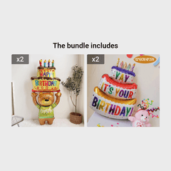 Oversized Bear Cake Holder Aluminum Film Balloon for Halloween Christmas