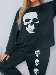  Gothic Pajama Set Skull Print Tee & Joggers Lounge Set