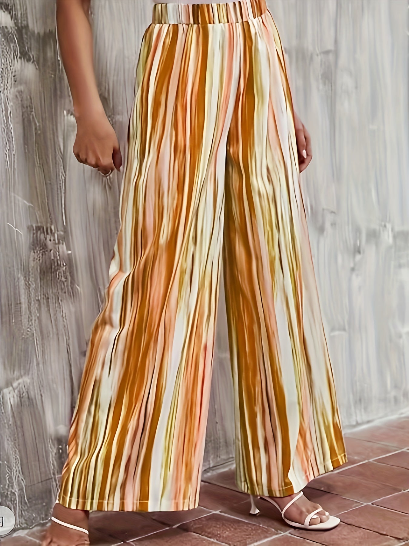 Women's Plus Ombre Stripe Print Wide Leg Trousers