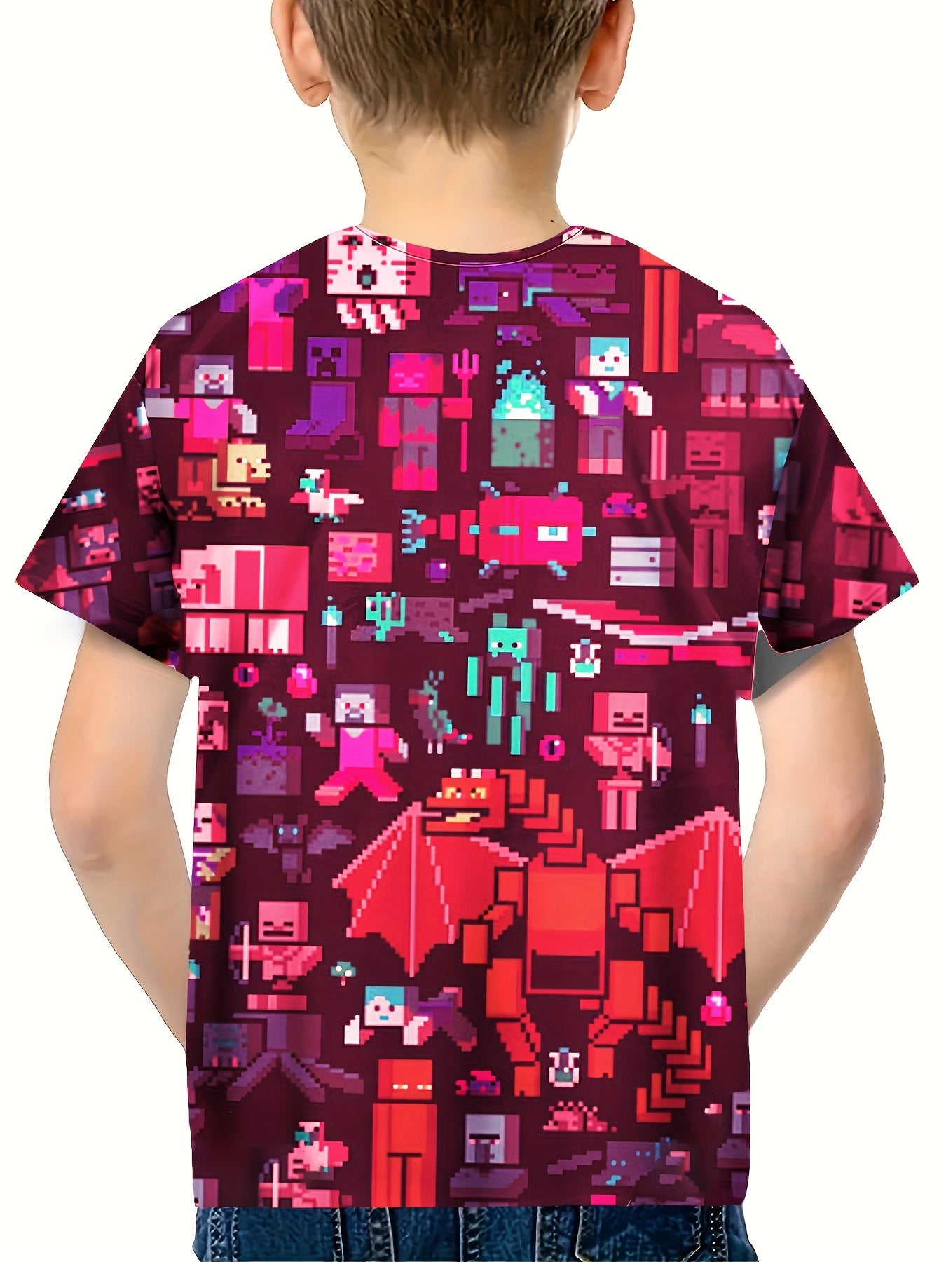 Kids 3D Print Casual T-shirt Building My Wonderful World Tees Top