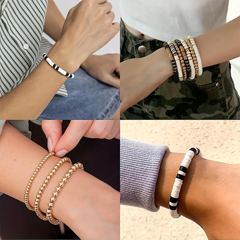 4000pcs Friendship Necklace Bracelet Making Kit Polymer Clay Beads Golden Beads