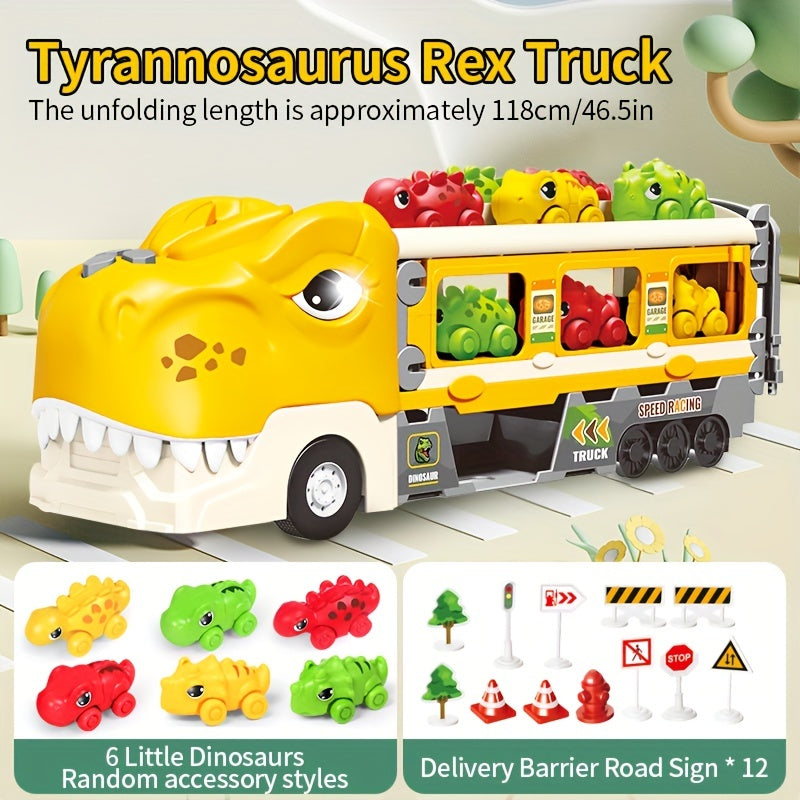 Kids Dinosaur Sliding Toy Car Set with Catapult Deformation Car