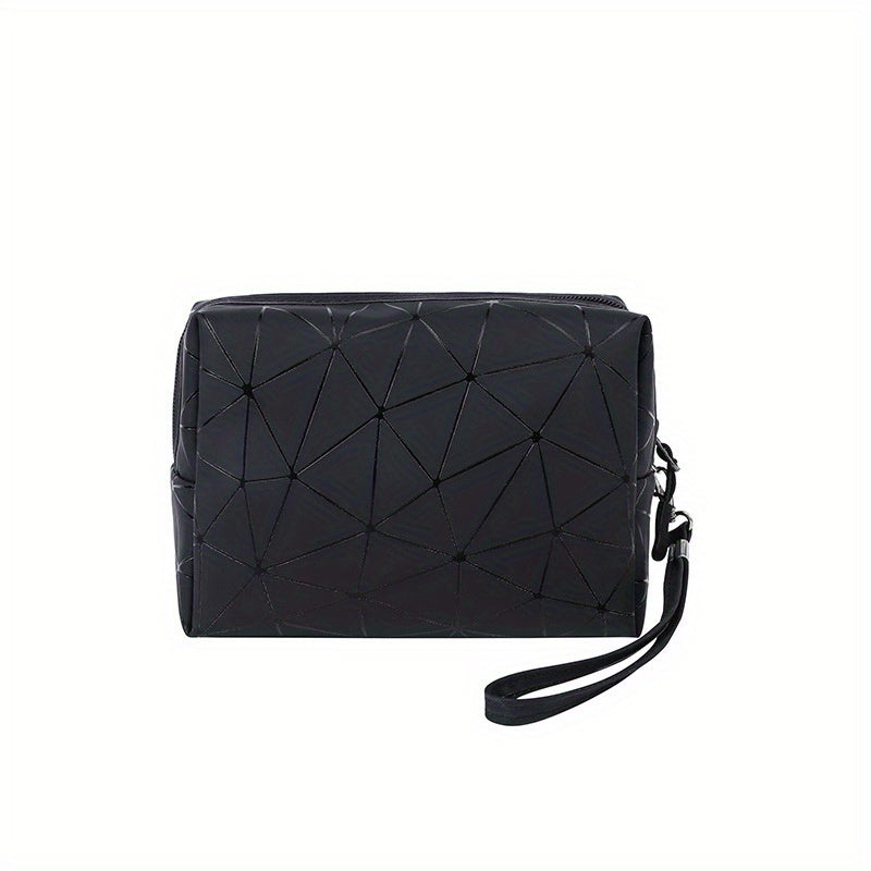 Argyle Pattern Cosmetics Bag PU Leather Makeup Storage Bag