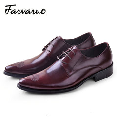 FARWARWO Men's Leather Pointed Toe Derby Shoes Formal Dress Shoes