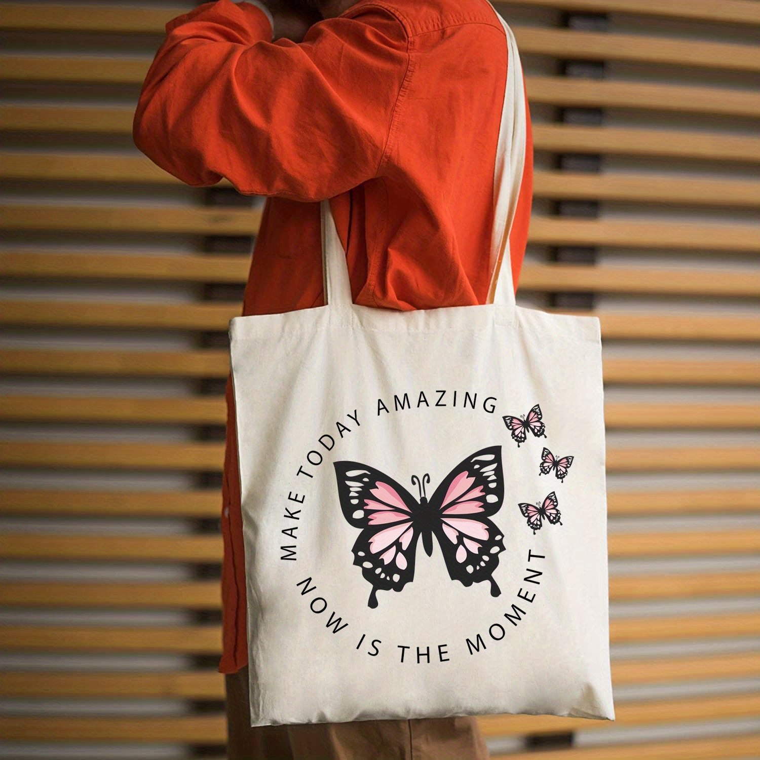 Butterfly Print Beach Tote Bag Large Capacity Canvas Shoulder Bag