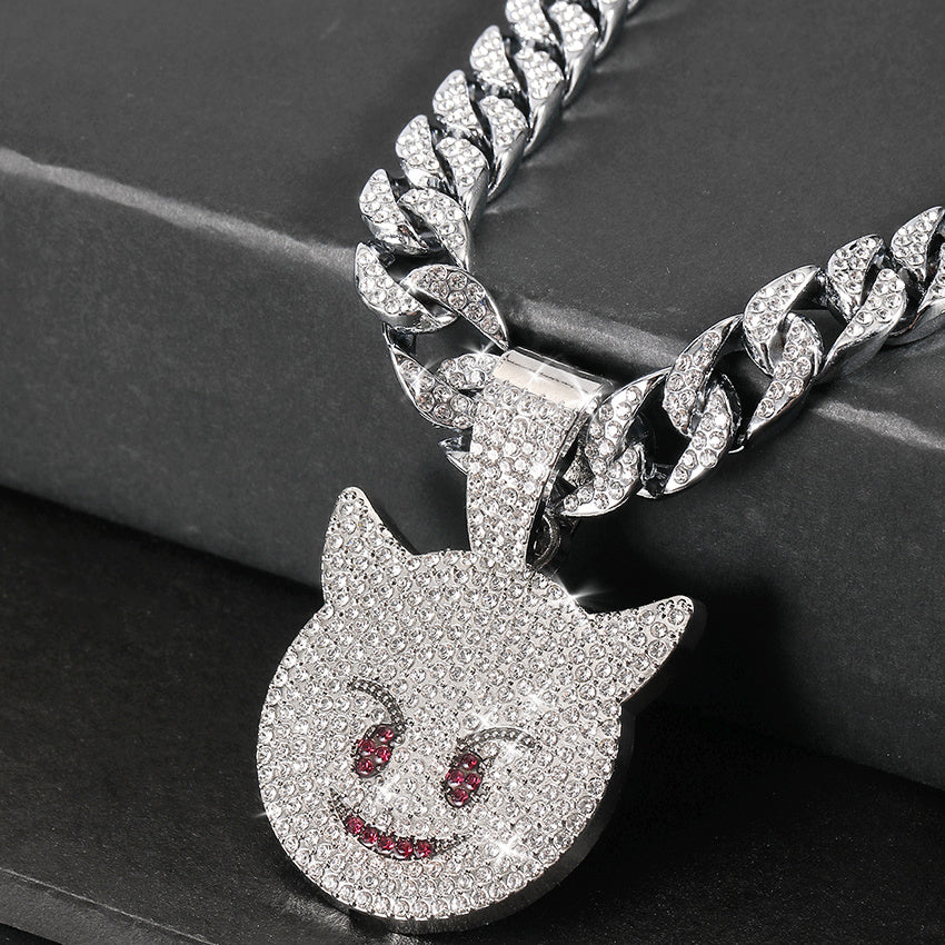 Cat Head Pendant Cuban Chain Necklace