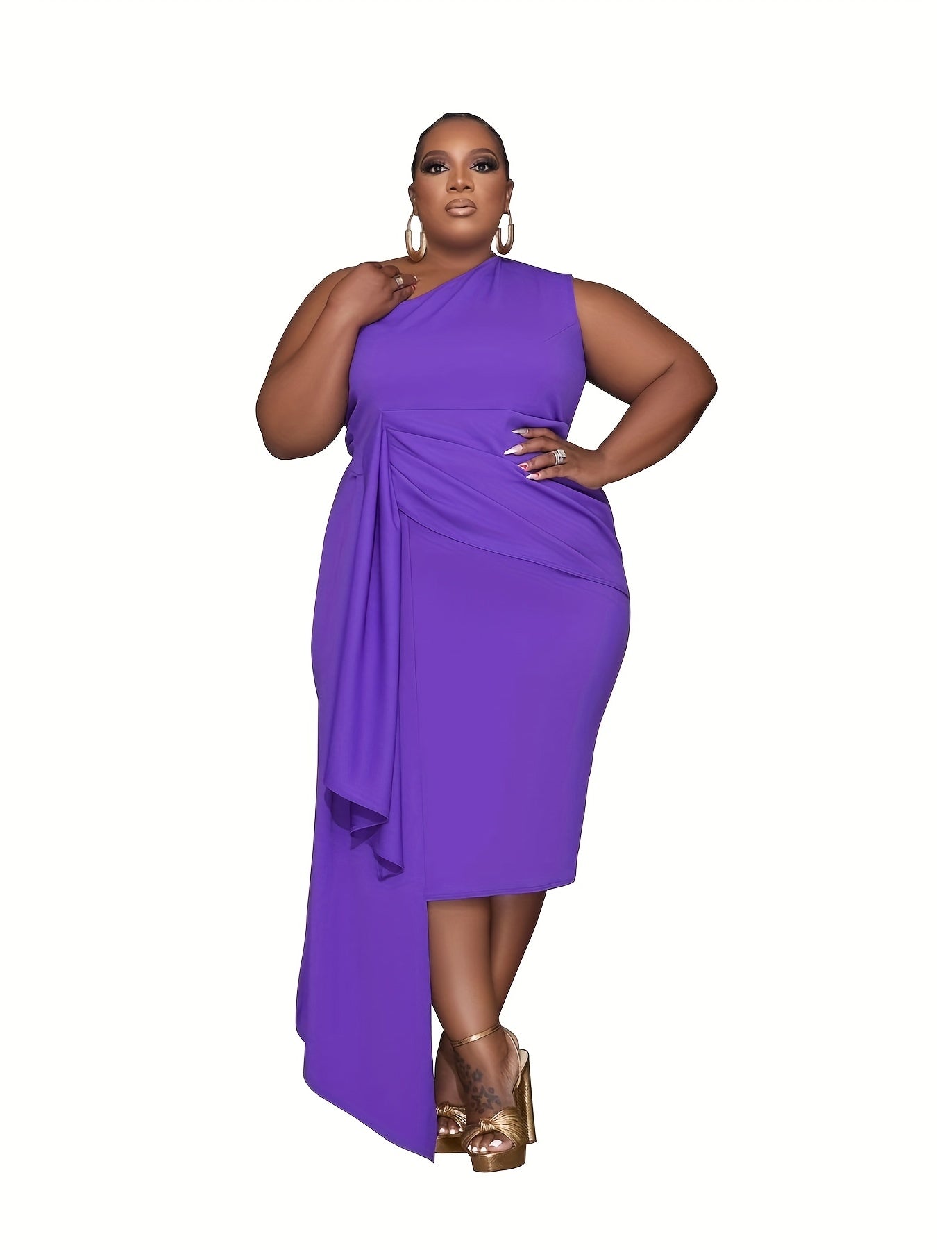  One Shoulder Draped Cocktail Dress