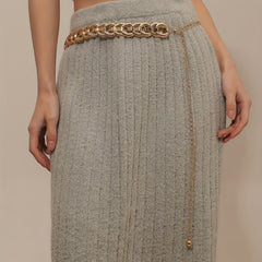 Threaded Ring Waist Chain Single Layer Golden Metal Chain Belt