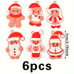 6pcs Gingerbread Man Christmas Tree Ornaments Family Party Decor