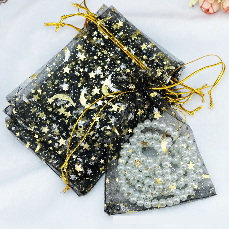50pcs Bronzing Star Moon Organza Mesh Bag