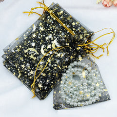 50pcs Bronzing Star Moon Organza Mesh Bag