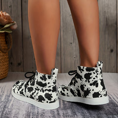 Women's Cow Pattern Slip On Canvas Shoes Lightweight Casual Outdoor Shoes