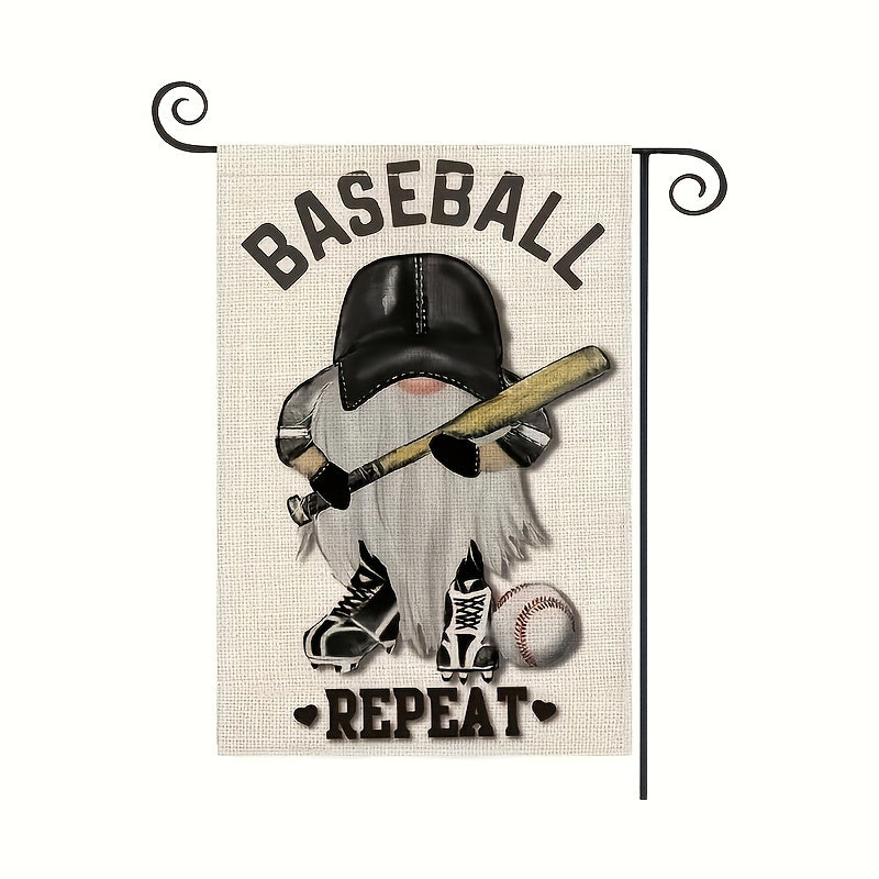 Gnome Baseball Player Garden Flag Softball League Yard Outdoor Decor