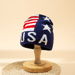 Independence Striped Star American Flag Knitted Jacquard Hat