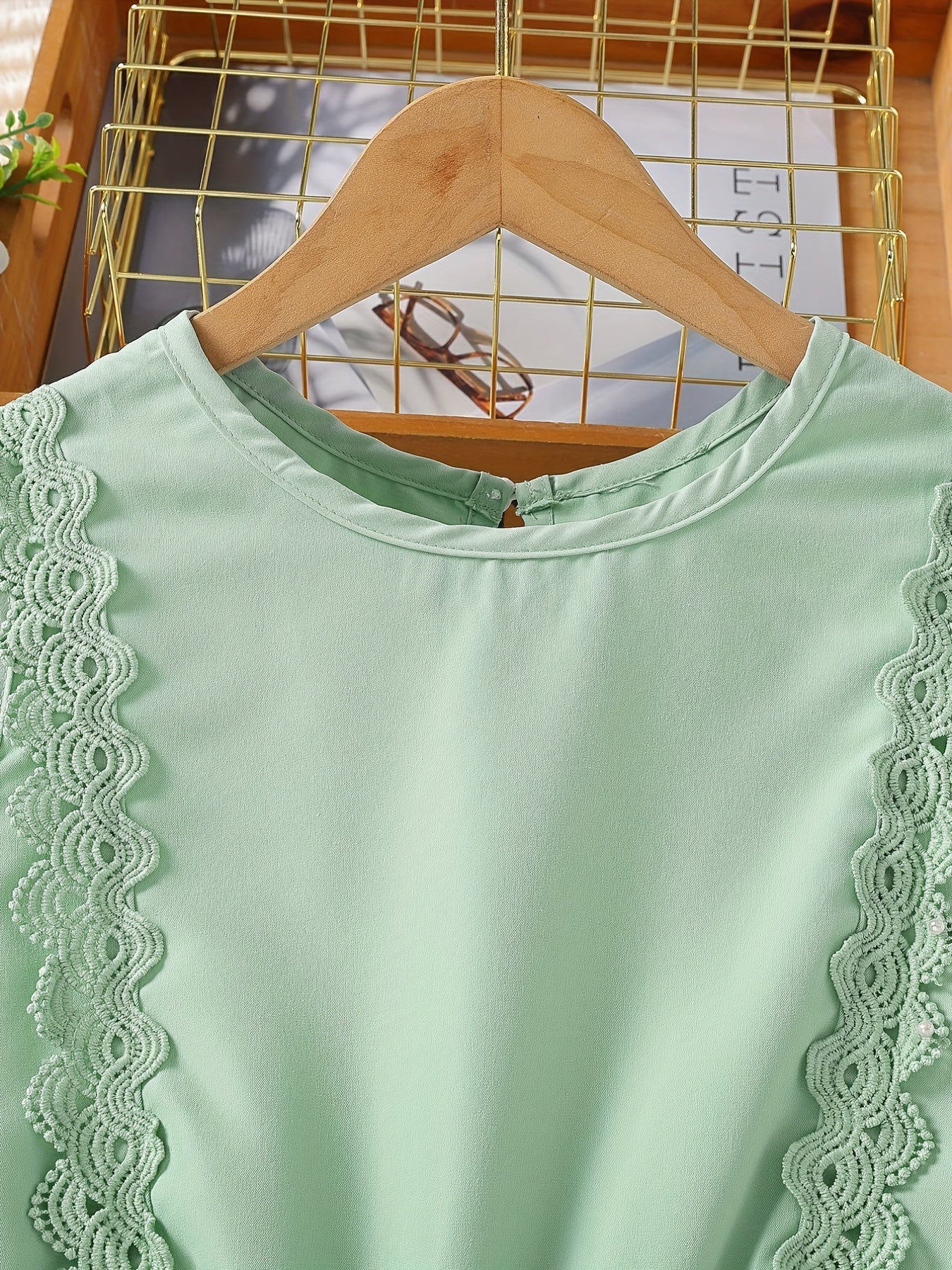Girls' Lace Applique Sleeveless Tunic Dress Casual Party Vacation Kids Clothing