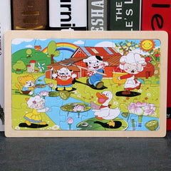 Wooden Animal Puzzle Set for Kids, 24 Pieces