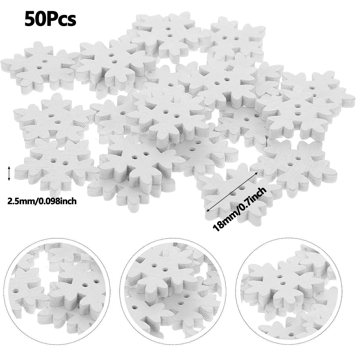 Snowflake Buttons Christmas Wooden 18mm for Knitting Sewing DIY Scrapbook Crafts