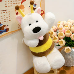 Soft Yellow Plush Puppy Toy with Expressive Eyes - Perfect for Gifts