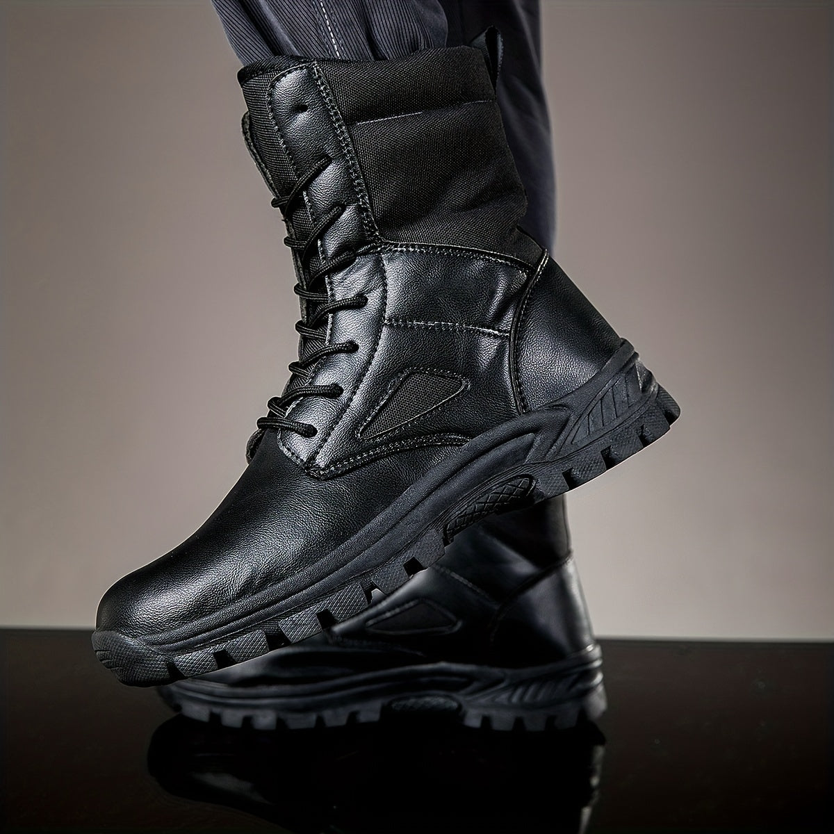 Men's Large Size Mid Calf Boots - Outdoor Hiking Mountaineering