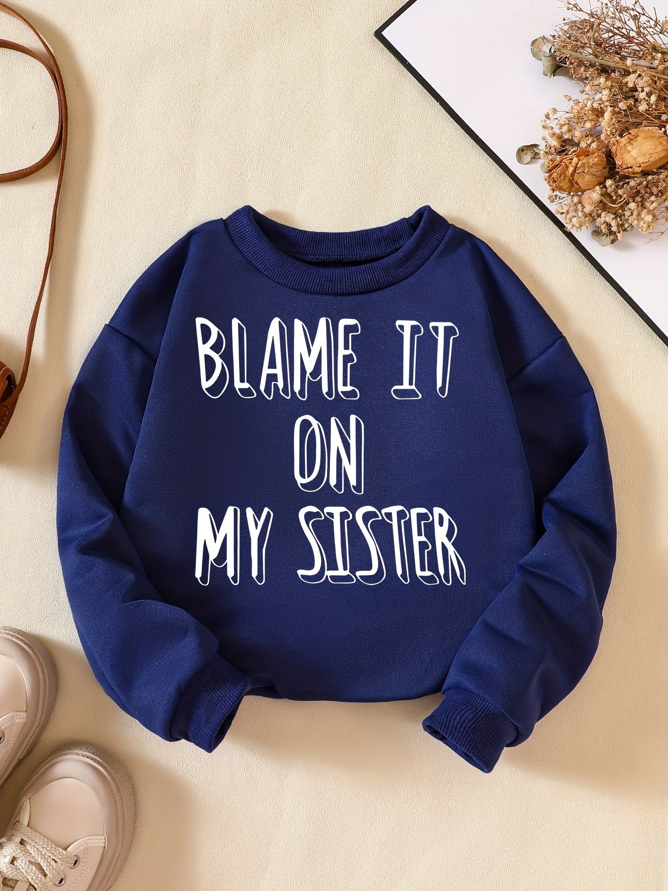 Funny SISTER Letter Print Boys Sweatshirt Long Sleeve Crew Neck Tops