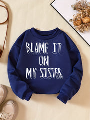 Funny SISTER Letter Print Boys Sweatshirt Long Sleeve Crew Neck Tops
