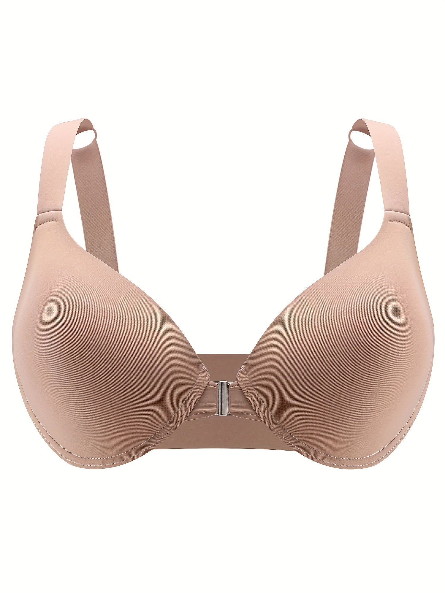 Solid Comfort Bra Plus Size Front Closure Wide Strap Bralette