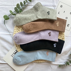 5 Pairs Heart Print Socks Breathable Mid Tube Women's Stockings
