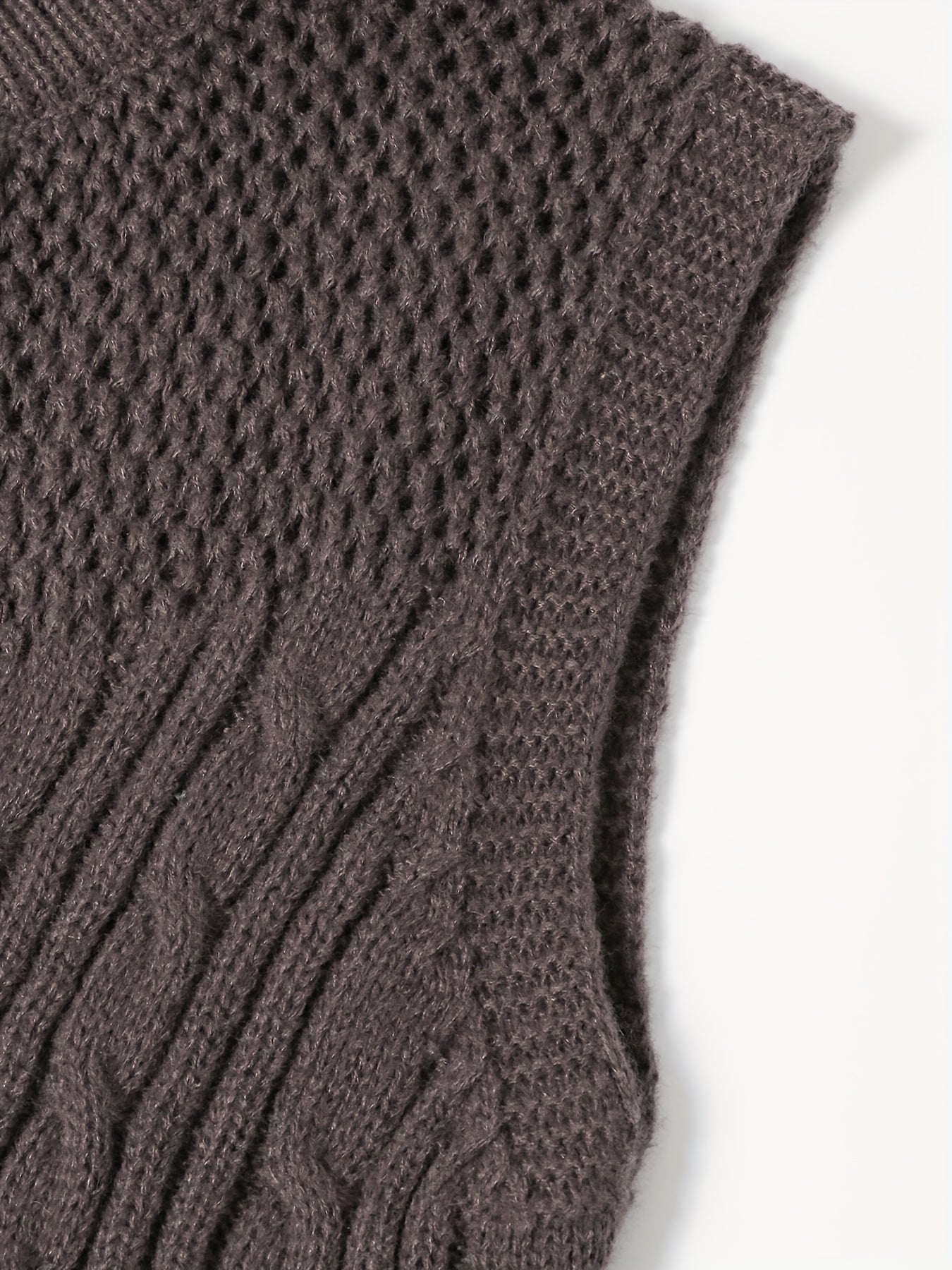  Solid Hollow Out Round Neck Sweater Dress