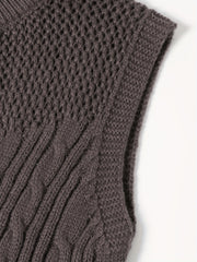  Solid Hollow Out Round Neck Sweater Dress
