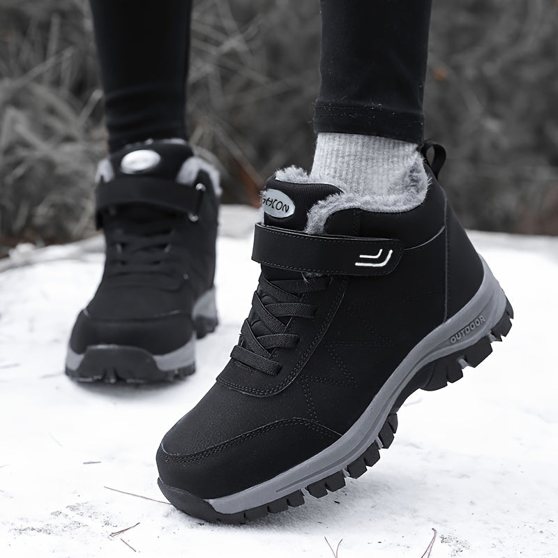 Snow Shoes Wear Resistance Non Slip Plush Lined Furry Slip On Snow Boots