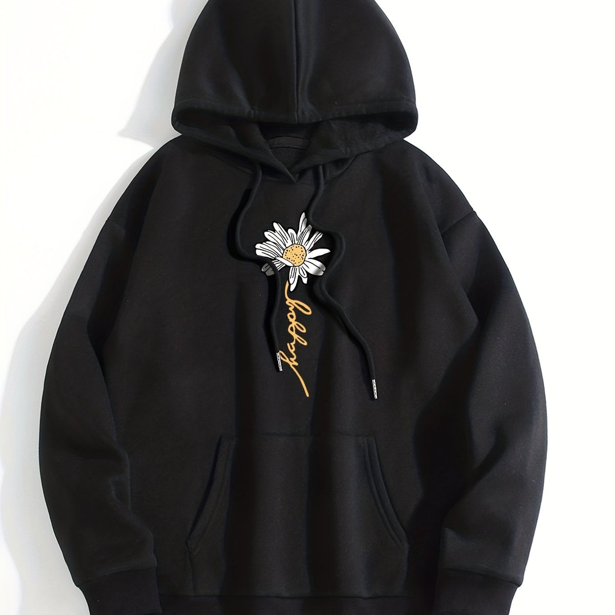Floral Print Kangaroo Pocket Hoodie Long Sleeve Sweatshirt