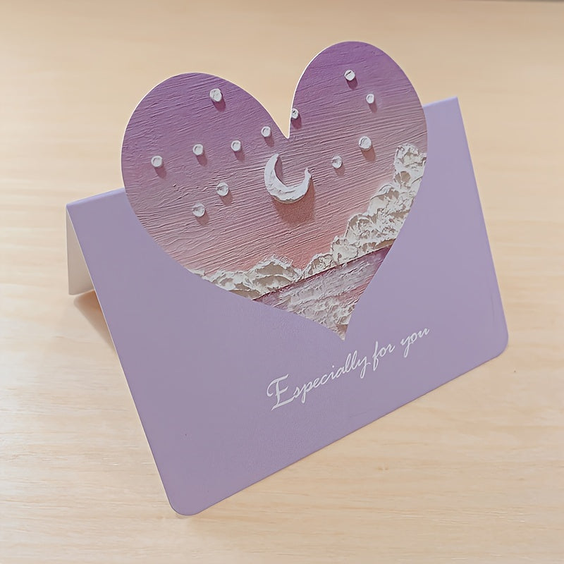 10pcs Love Heart Moon 3D Painting Flowers Holiday Teacher's Card Chinese Card