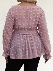  Deep V Neck Flounce Sleeve Blouse