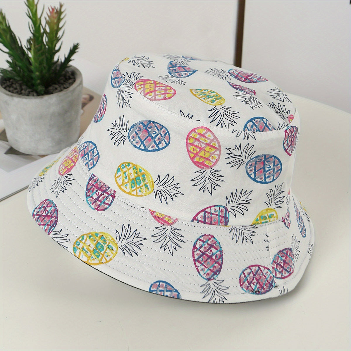 Cartoon Pattern Bucket Hat Reversible Printed Cotton Basin Hat