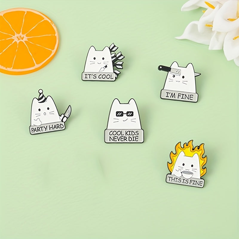 Funny Cat Enamel Lapel Pin Brooch for Men