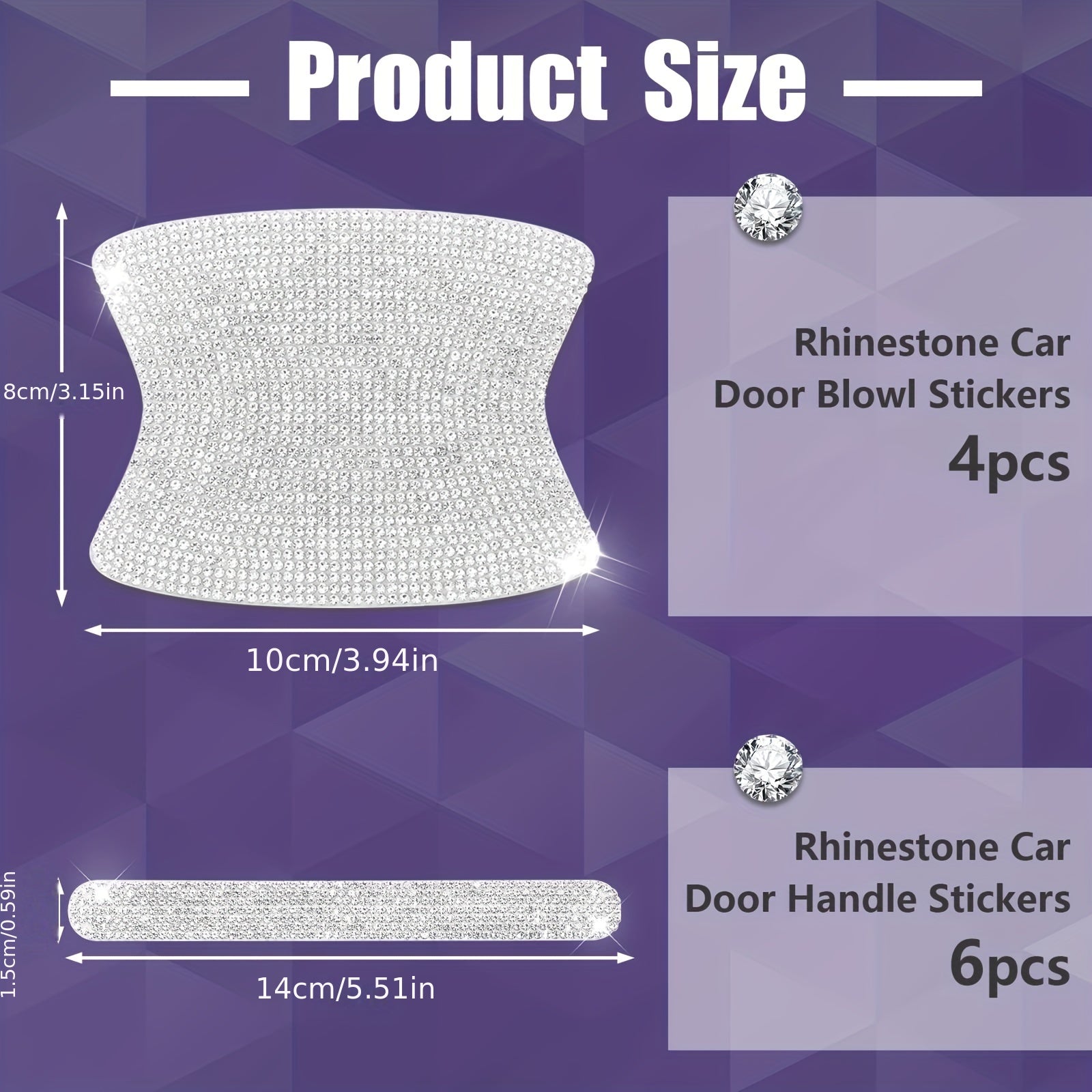 10pcs Car Door Handle Protector: Sparkle & Protection