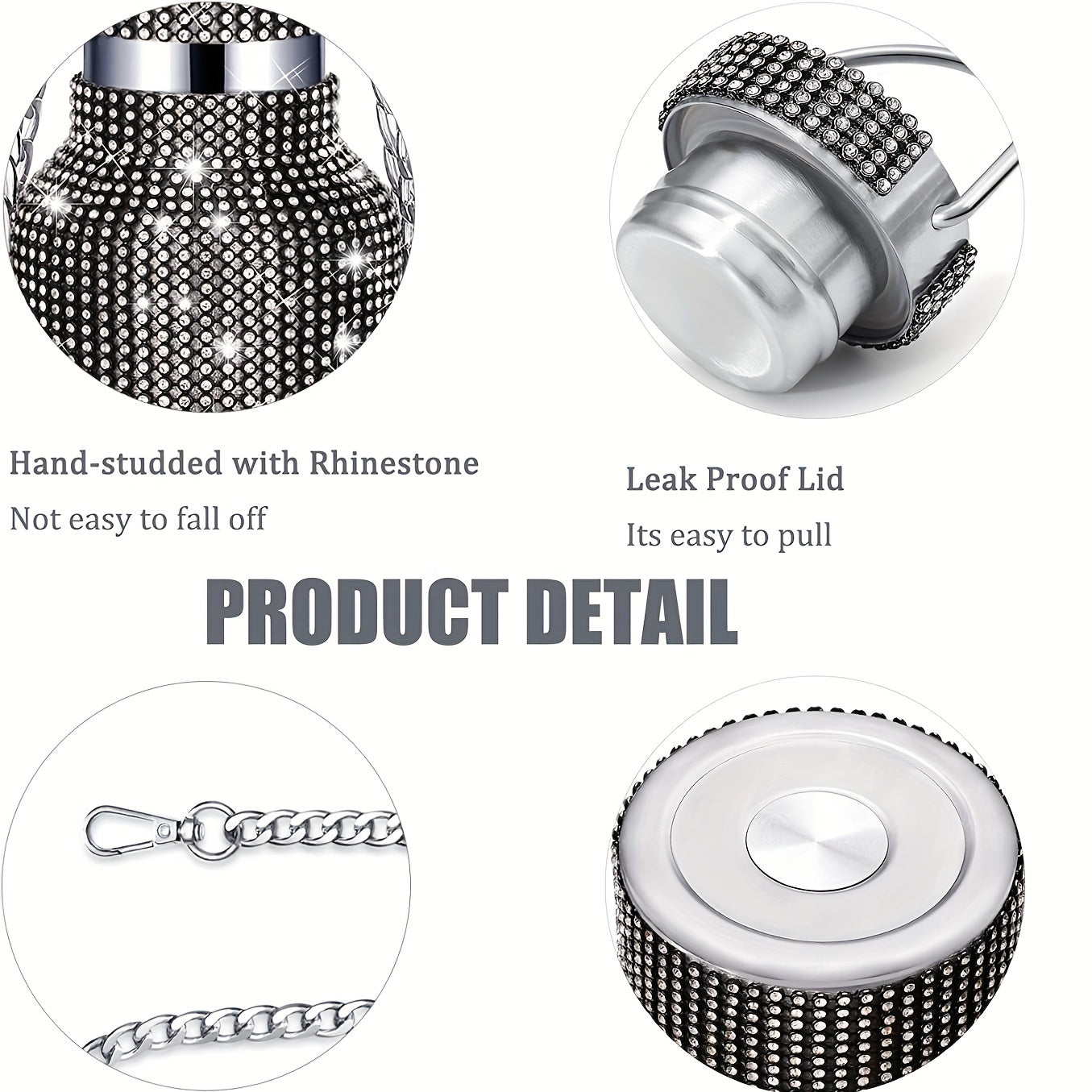 500ml Stainless Steel Vacuum Cup Bling Water Bottle Insulated Thermal Bottle